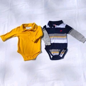 BUNDLE OF 2 BABY COLLARD ONSIES 3-6M